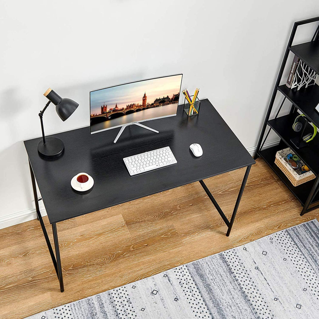 FurnitureR Schreibtisch fürs Homeoffice, 120 cm (47,2 Zoll), schlichter Computertisch mit stabilen Metallbeinen, vielseitiger Schreibtisch für Schüler, Studenten, zum Arbeiten oder Lernen, Schwarz