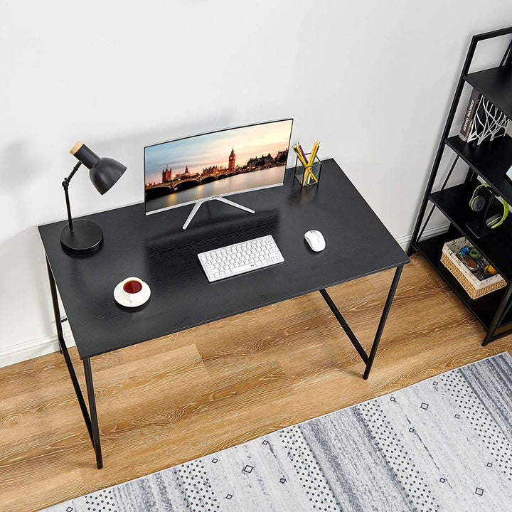 FurnitureR Schreibtisch fürs Homeoffice, 120 cm (47,2 Zoll), schlichter Computertisch mit stabilen Metallbeinen, vielseitiger Schreibtisch für Schüler, Studenten, zum Arbeiten oder Lernen, Schwarz