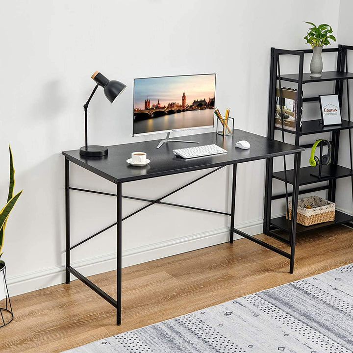 FurnitureR Schreibtisch fürs Homeoffice, 120 cm (47,2 Zoll), schlichter Computertisch mit stabilen Metallbeinen, vielseitiger Schreibtisch für Schüler, Studenten, zum Arbeiten oder Lernen, Schwarz