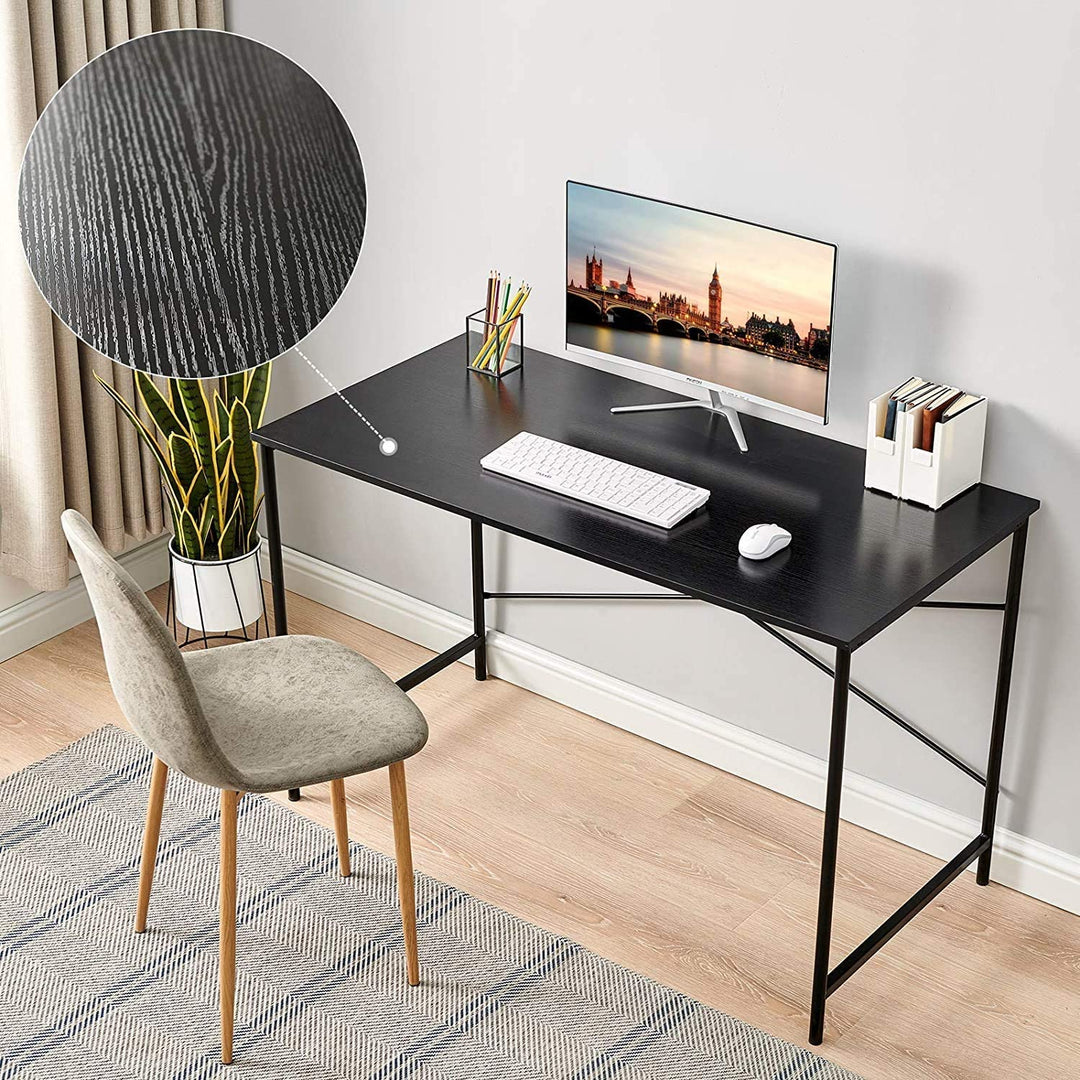FurnitureR Schreibtisch fürs Homeoffice, 120 cm (47,2 Zoll), schlichter Computertisch mit stabilen Metallbeinen, vielseitiger Schreibtisch für Schüler, Studenten, zum Arbeiten oder Lernen, Schwarz