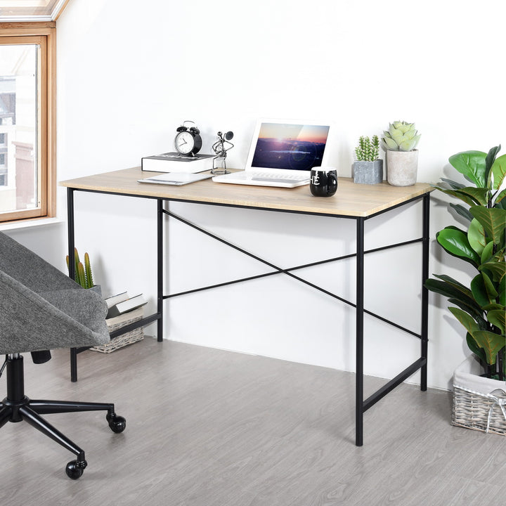 Bureau d'écriture FurnitureR 120 cm (47,2 po) pour bureau à domicile - Bureau d'ordinateur simple avec pieds en métal robustes, table d'étude pour petits espaces, poste de travail pour ordinateur portable, chêne