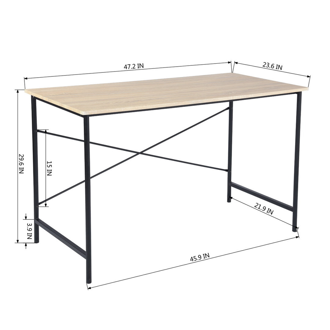 Bureau d'écriture FurnitureR 120 cm (47,2 po) pour bureau à domicile - Bureau d'ordinateur simple avec pieds en métal robustes, table d'étude pour petits espaces, poste de travail pour ordinateur portable, chêne