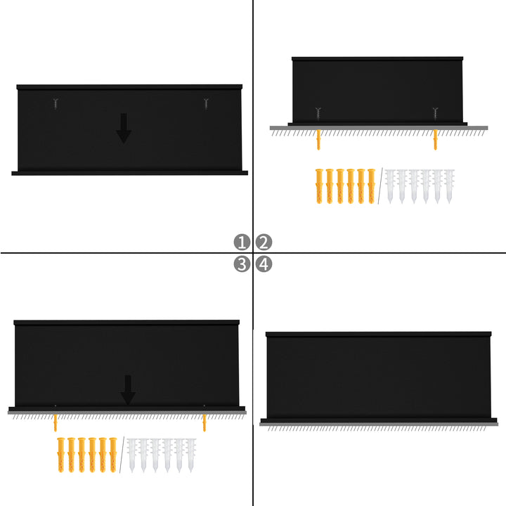 FurnitureR Floating Shelves Wall Mounted Set of 6, Wood Storage Display Ledge Shelves for Bathroom, Bedroom, Living Room, Kitchen, Office, Black