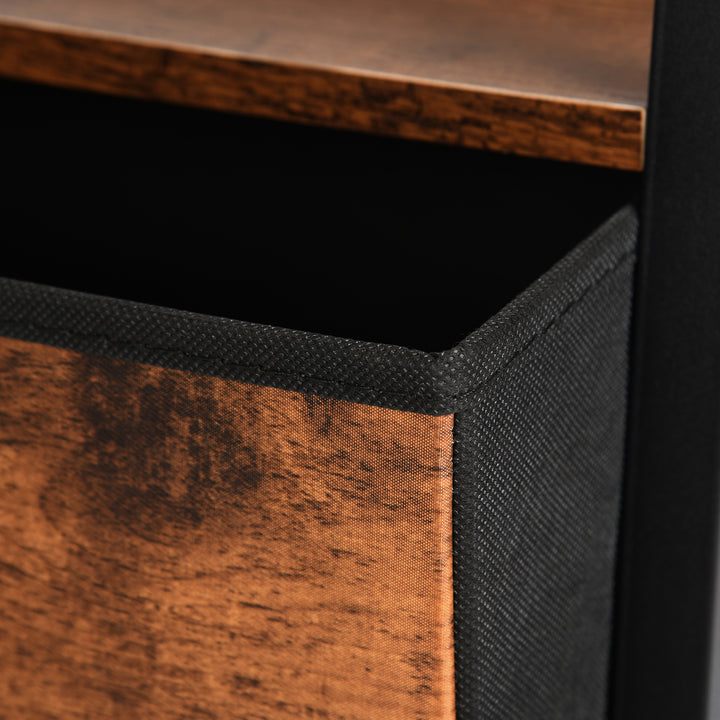 Furniture R Étagère Échelle à 4 Niveaux, Bibliothèque, Rangement avec Tiroirs en Non-Tissé, pour Le Salon, la Chambre, Le Bureau, Etagères de Jardin H 110cm, Style Industriel, Marron Rustique