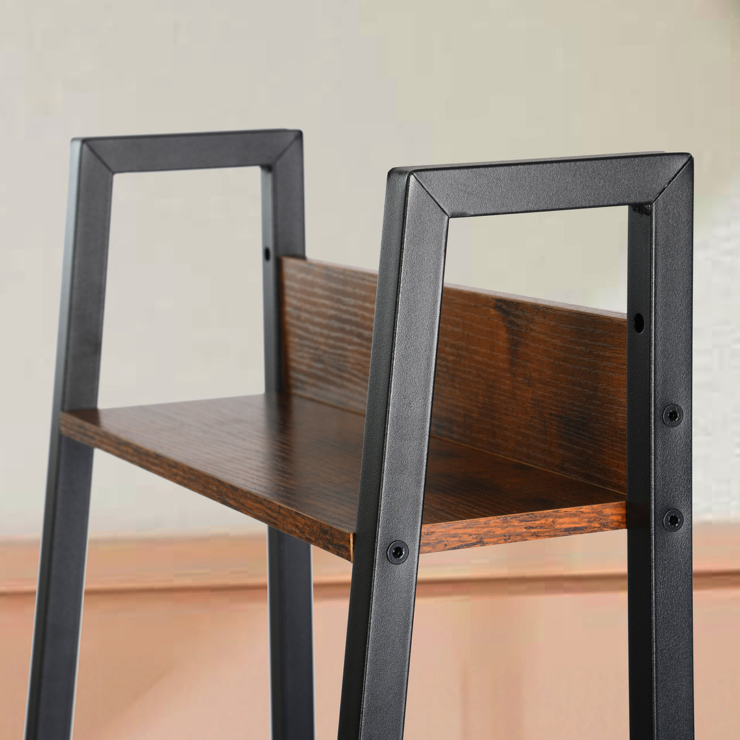 Furniture R Étagère Échelle à 4 Niveaux, Bibliothèque, Rangement avec Tiroirs en Non-Tissé, pour Le Salon, la Chambre, Le Bureau, Etagères de Jardin H 110cm, Style Industriel, Marron Rustique