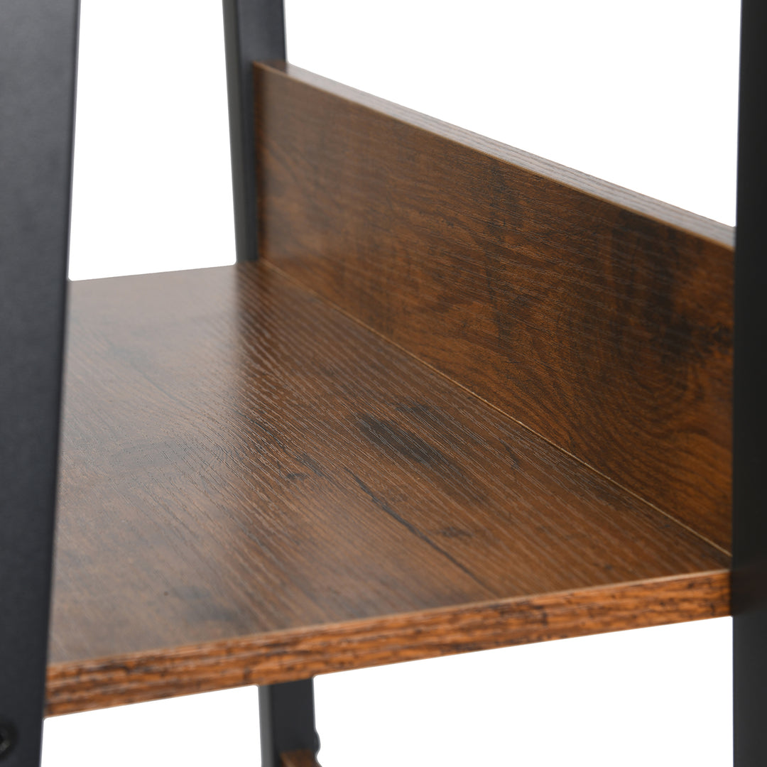 Furniture R Étagère Échelle à 4 Niveaux, Bibliothèque, Rangement avec Tiroirs en Non-Tissé, pour Le Salon, la Chambre, Le Bureau, Etagères de Jardin H 110cm, Style Industriel, Marron Rustique