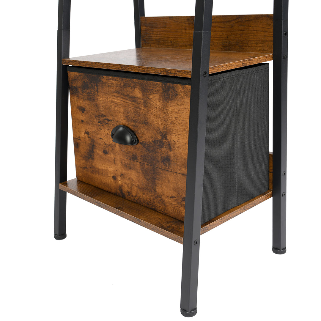 Furniture R Étagère Échelle à 4 Niveaux, Bibliothèque, Rangement avec Tiroirs en Non-Tissé, pour Le Salon, la Chambre, Le Bureau, Etagères de Jardin H 110cm, Style Industriel, Marron Rustique