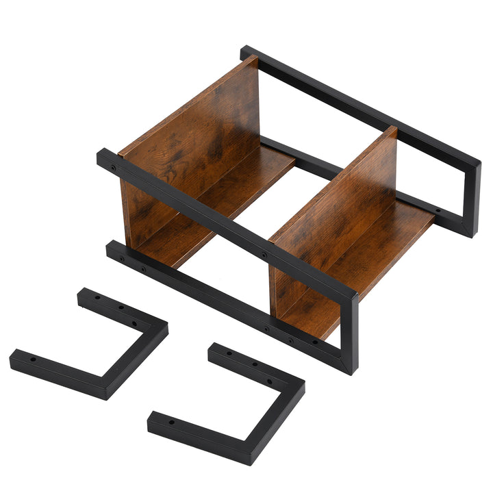 Furniture R Étagère Échelle à 4 Niveaux, Bibliothèque, Rangement avec Tiroirs en Non-Tissé, pour Le Salon, la Chambre, Le Bureau, Etagères de Jardin H 110cm, Style Industriel, Marron Rustique