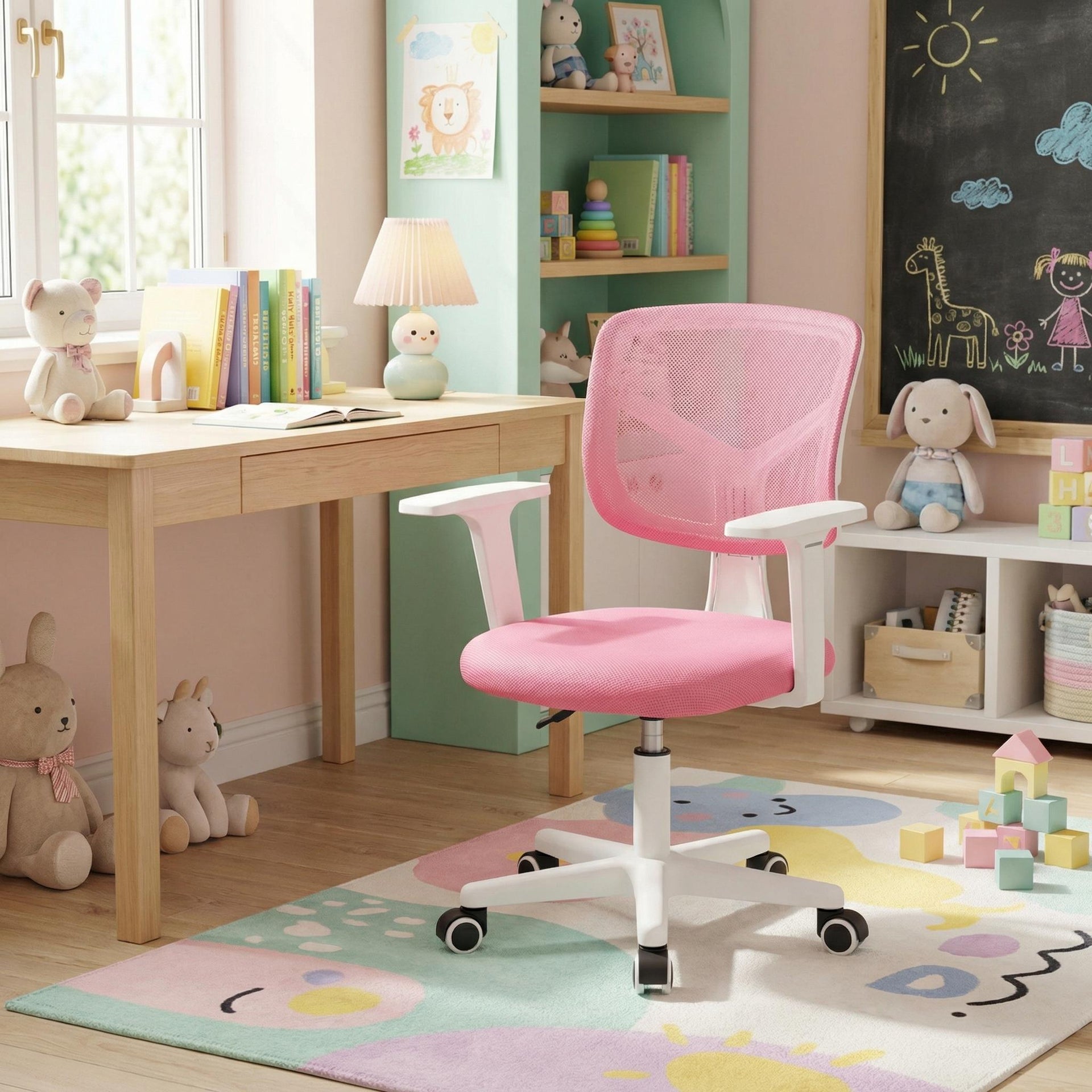 Eosinoblast FurnitureR Chaise de Bureau  | PP & Tissu – Rose – FurnitureR