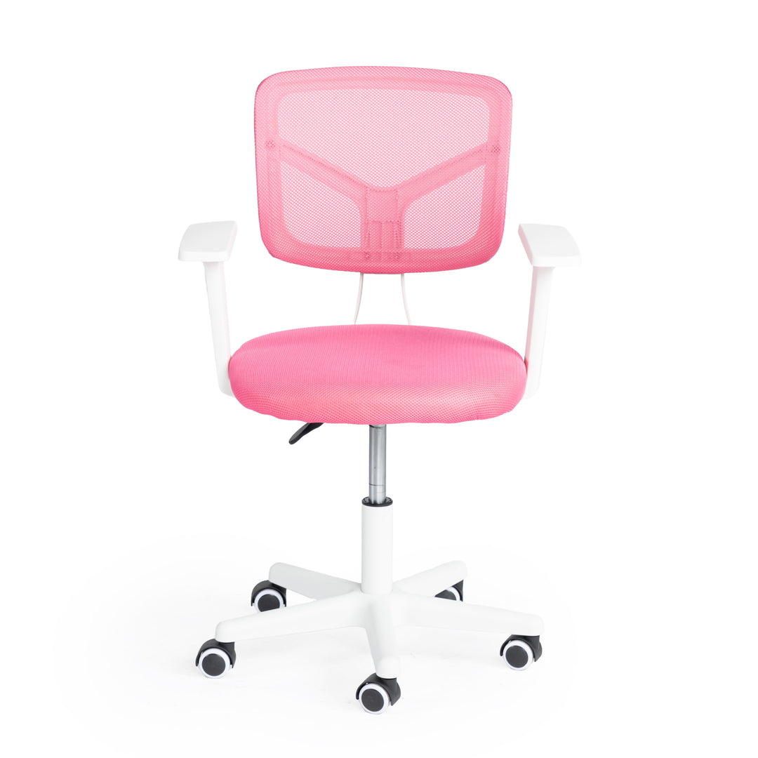 Furniture R Home Chaise de Bureau, Chaise D'ordinateur für Kinder/Jugendliche mit Maille Respirante, Pivotante Chaise D'étude Réglable en Hauteur mit Accoudoirs, Rose