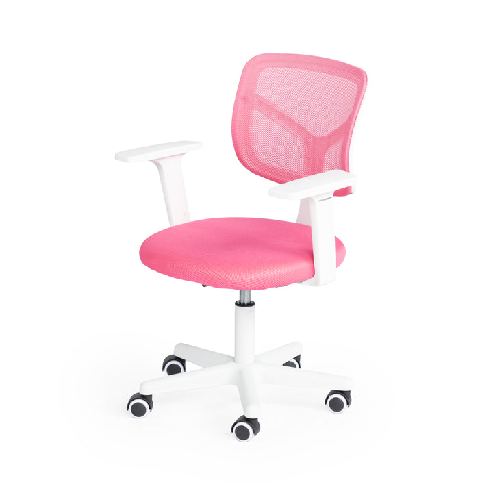 Furniture R Home Chaise de Bureau, Chaise D'ordinateur für Kinder/Jugendliche mit Maille Respirante, Pivotante Chaise D'étude Réglable en Hauteur mit Accoudoirs, Rose