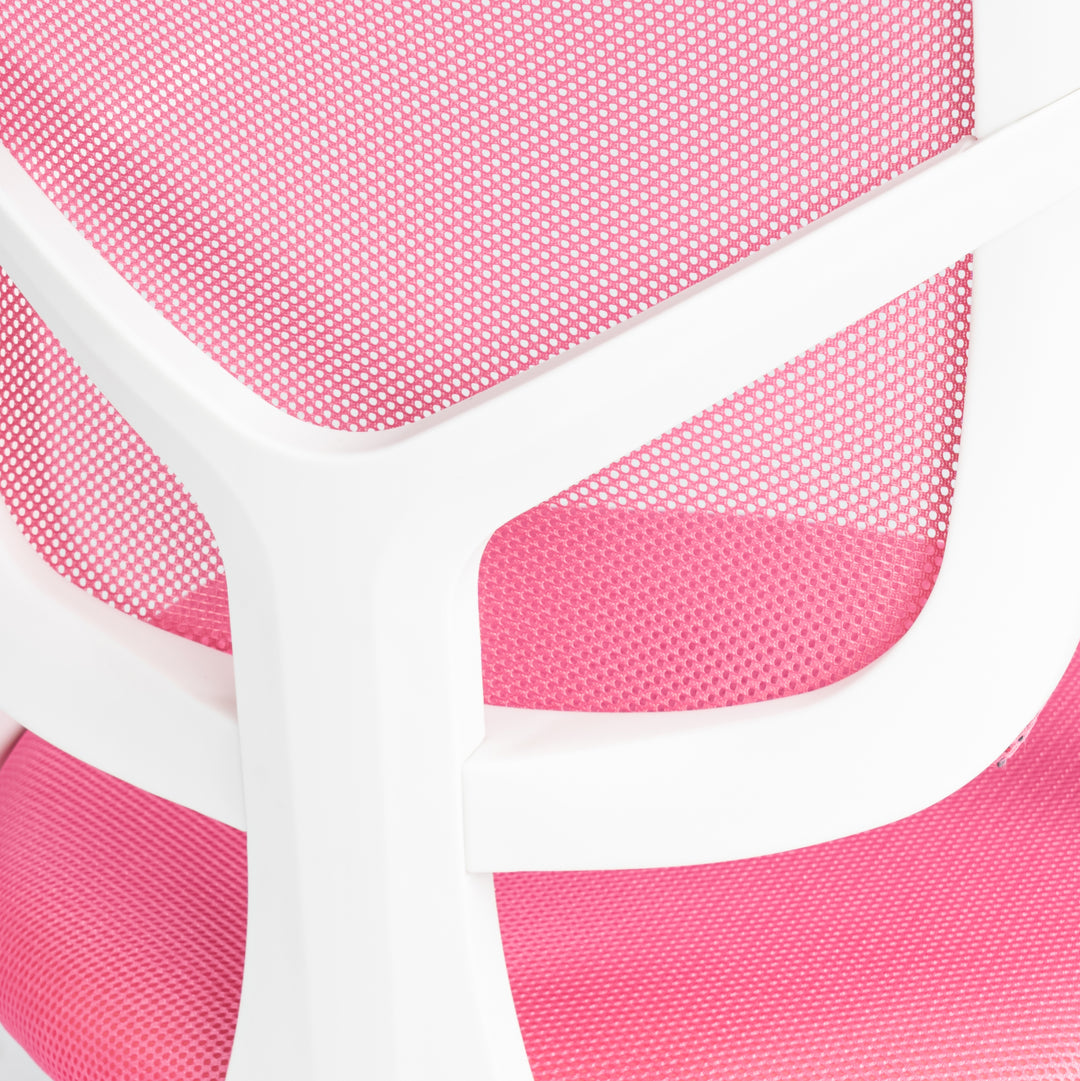 Furniture R Home Chaise de Bureau, Chaise D'ordinateur für Kinder/Jugendliche mit Maille Respirante, Pivotante Chaise D'étude Réglable en Hauteur mit Accoudoirs, Rose