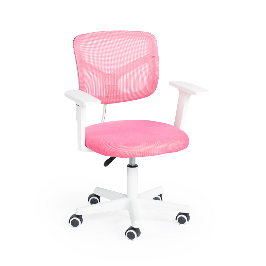 Furniture R Home Chaise de Bureau, Chaise D'ordinateur für Kinder/Jugendliche mit Maille Respirante, Pivotante Chaise D'étude Réglable en Hauteur mit Accoudoirs, Rose