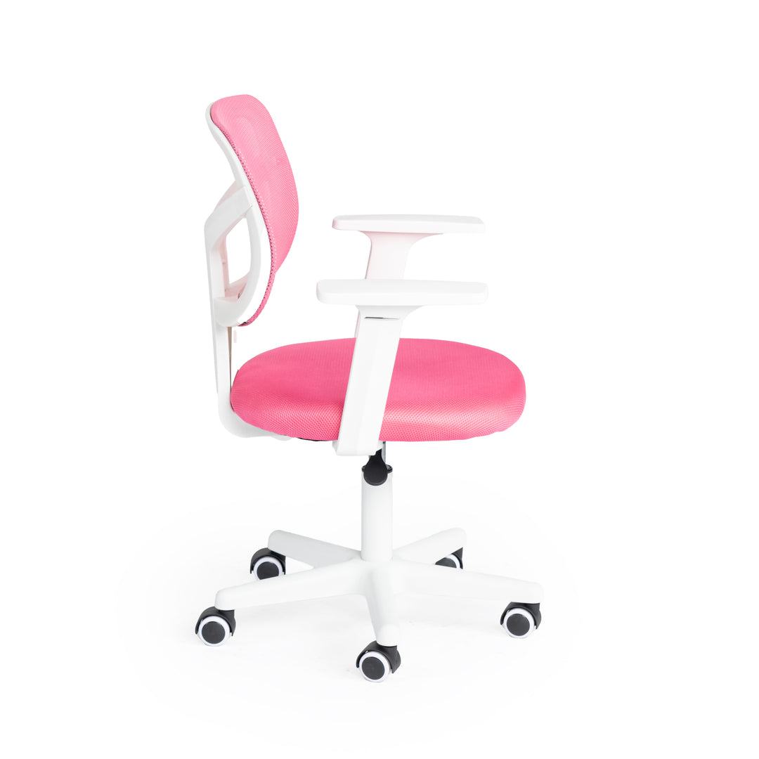 Furniture R Home Chaise de Bureau, Chaise D'ordinateur für Kinder/Jugendliche mit Maille Respirante, Pivotante Chaise D'étude Réglable en Hauteur mit Accoudoirs, Rose