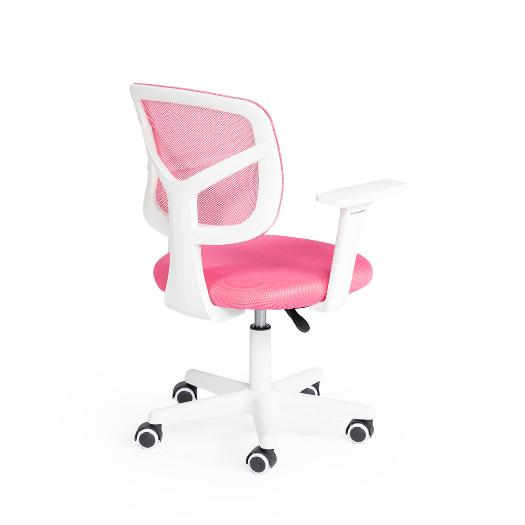 Furniture R Home Chaise de Bureau, Chaise D'ordinateur für Kinder/Jugendliche mit Maille Respirante, Pivotante Chaise D'étude Réglable en Hauteur mit Accoudoirs, Rose