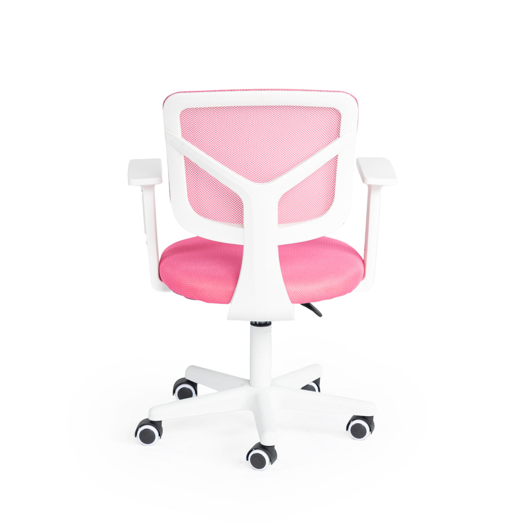 Furniture R Home Chaise de Bureau, Chaise D'ordinateur für Kinder/Jugendliche mit Maille Respirante, Pivotante Chaise D'étude Réglable en Hauteur mit Accoudoirs, Rose