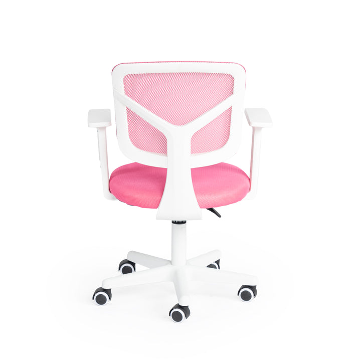 Furniture R Home Chaise de Bureau, Chaise D'ordinateur für Kinder/Jugendliche mit Maille Respirante, Pivotante Chaise D'étude Réglable en Hauteur mit Accoudoirs, Rose