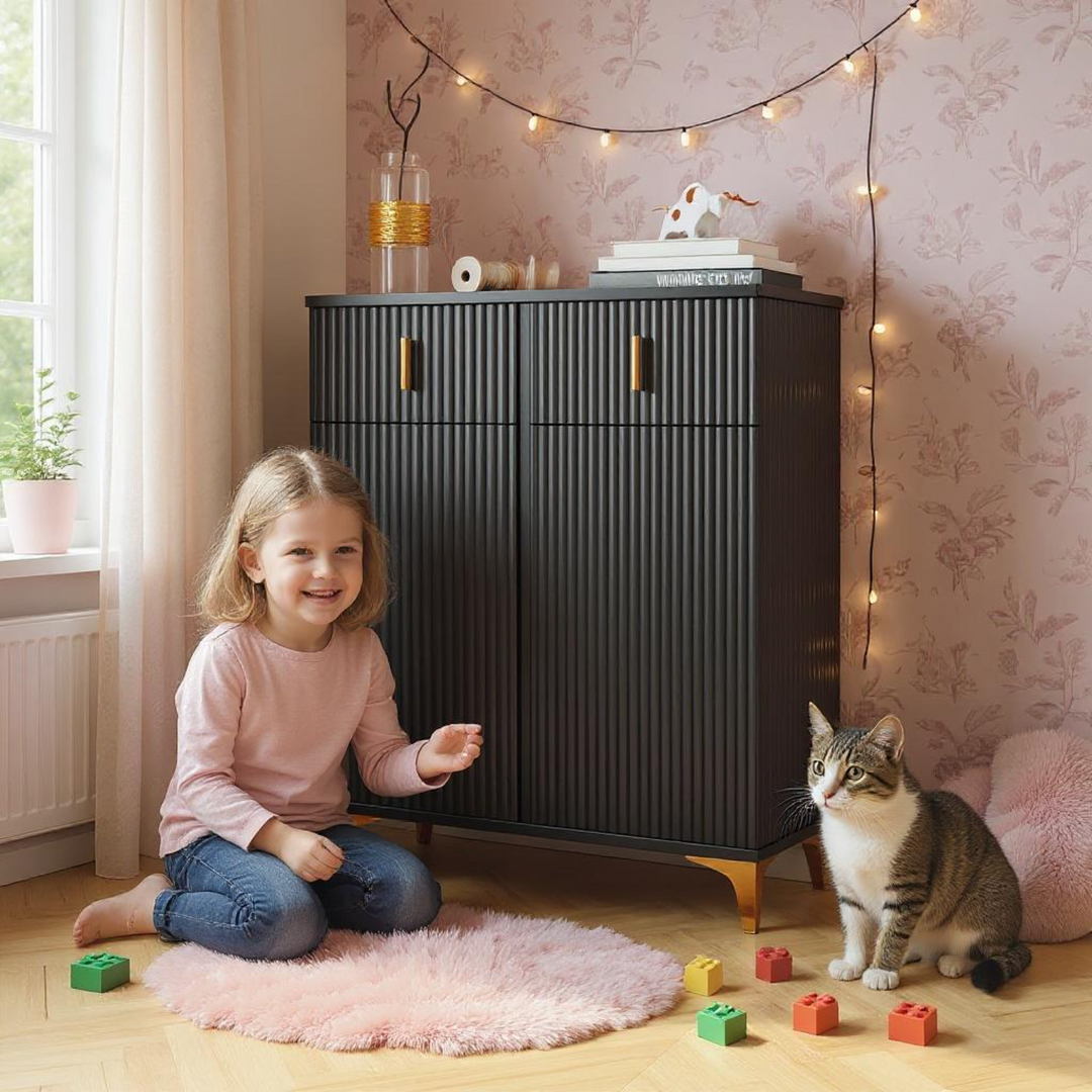 FurnitureR Rangement Armoire mit 6 abnehmbaren Fächern und 2 Regalen, Parfaite pour un Rangement Sous les Escaliers, 83 cm