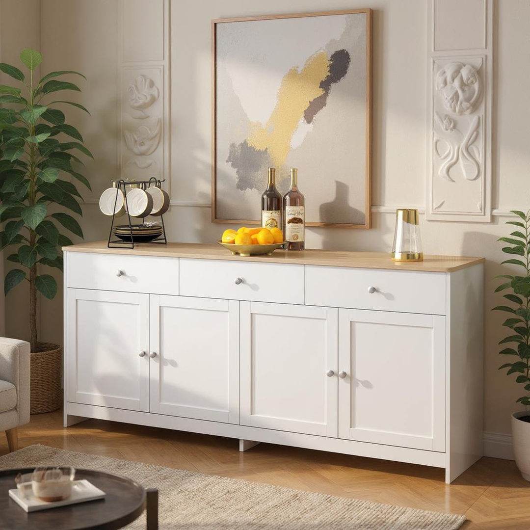 FurnitureR Garderobenschrank in weiß geädertem Holz mit 3 Tischen und 4 Türen, für einen Regalboden unter den Treppen – 160 cm