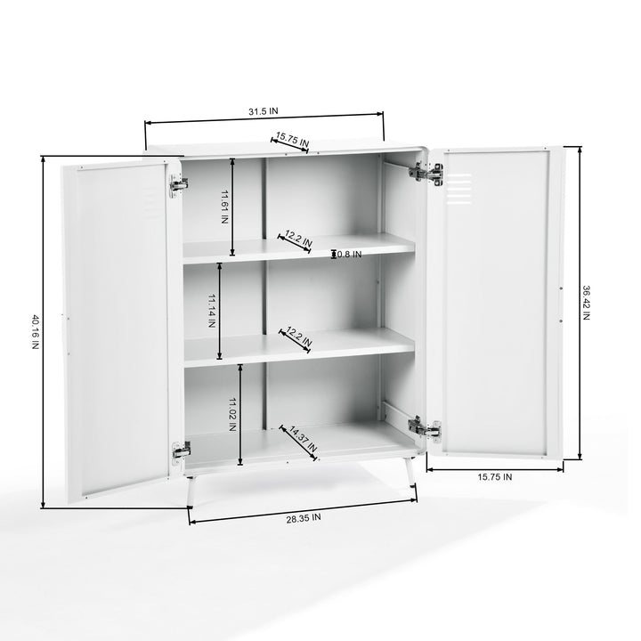 Armoire de rangement en métal FurnitureR avec 2 portes et étagères, armoire autoportante en acier de 80 cm de large, idéale pour l'entrée ou le salon, gris clair