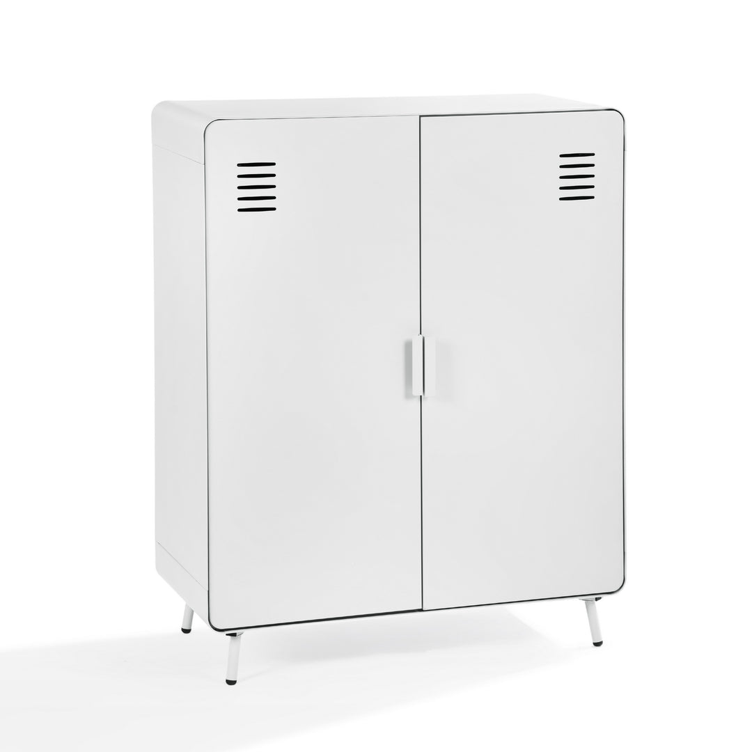 Armoire de rangement en métal FurnitureR avec 2 portes et étagères, armoire autoportante en acier de 80 cm de large, idéale pour l'entrée ou le salon, gris clair