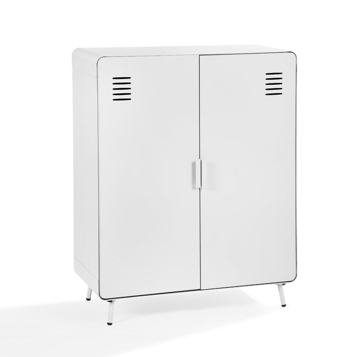 Armoire de rangement en métal FurnitureR avec 2 portes et étagères, armoire autoportante en acier de 80 cm de large, idéale pour l'entrée ou le salon, gris clair
