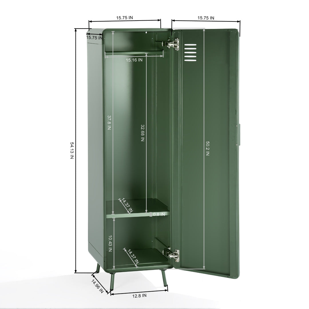 FurnitureR Spindschrank für Mitarbeiter mit Regalen und Kleiderstange, 54" freistehender Stahlspind für Fitnessstudio, Büro, Schule, Zuhause, Büro, Grün 