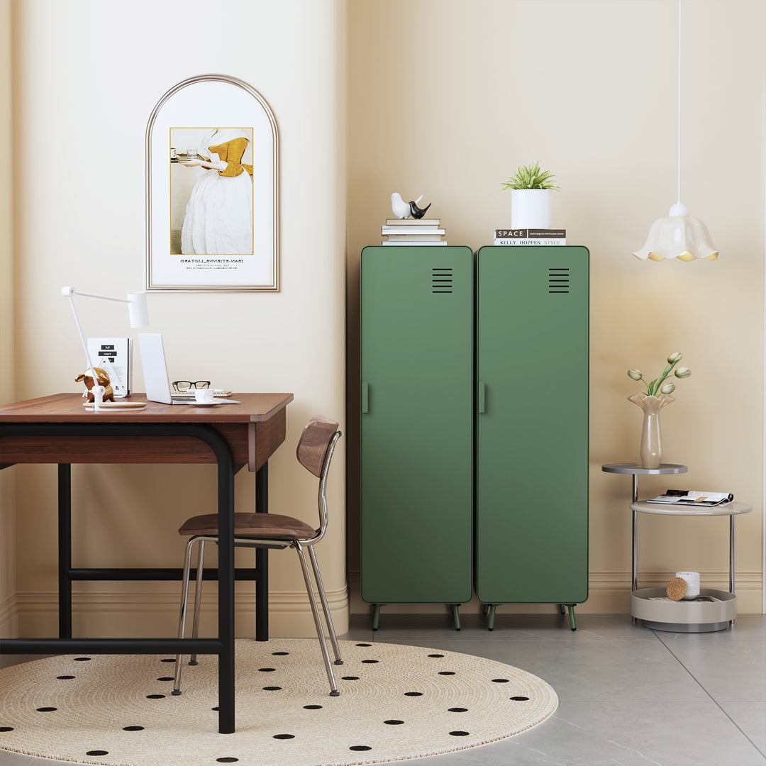 FurnitureR Spindschrank für Mitarbeiter mit Regalen und Kleiderstange, 54" freistehender Stahlspind für Fitnessstudio, Büro, Schule, Zuhause, Büro, Grün 