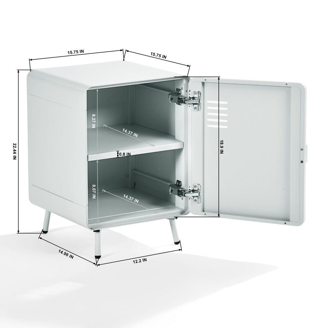 Table de chevet FurnitureR en métal avec une porte, table d'appoint avec étagères de rangement à 2 niveaux pour chambre, salon ou bureau, gris clair 