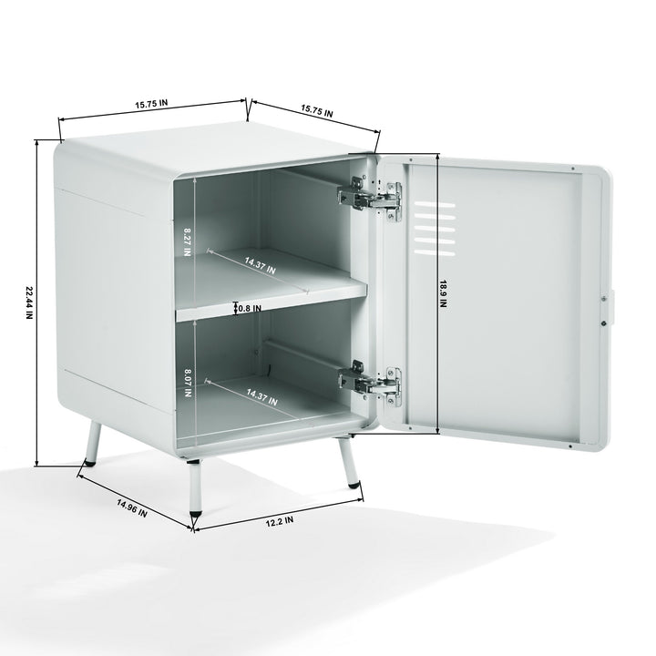 Table de chevet FurnitureR en métal avec une porte, table d'appoint avec étagères de rangement à 2 niveaux pour chambre, salon ou bureau, gris clair 