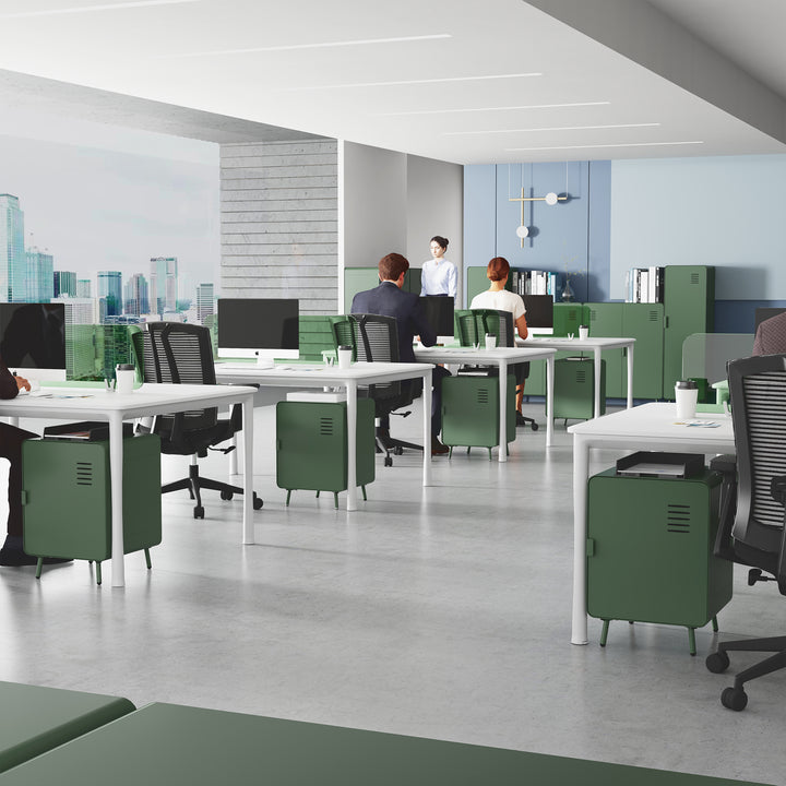 FurnitureR Nachttisch aus Metall mit einer Tür, Beistelltisch mit 2 Ablageflächen für Schlafzimmer, Wohnzimmer, Homeoffice, Grün 