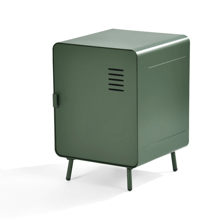 FurnitureR Nachttisch aus Metall mit einer Tür, Beistelltisch mit 2 Ablageflächen für Schlafzimmer, Wohnzimmer, Homeoffice, Grün 