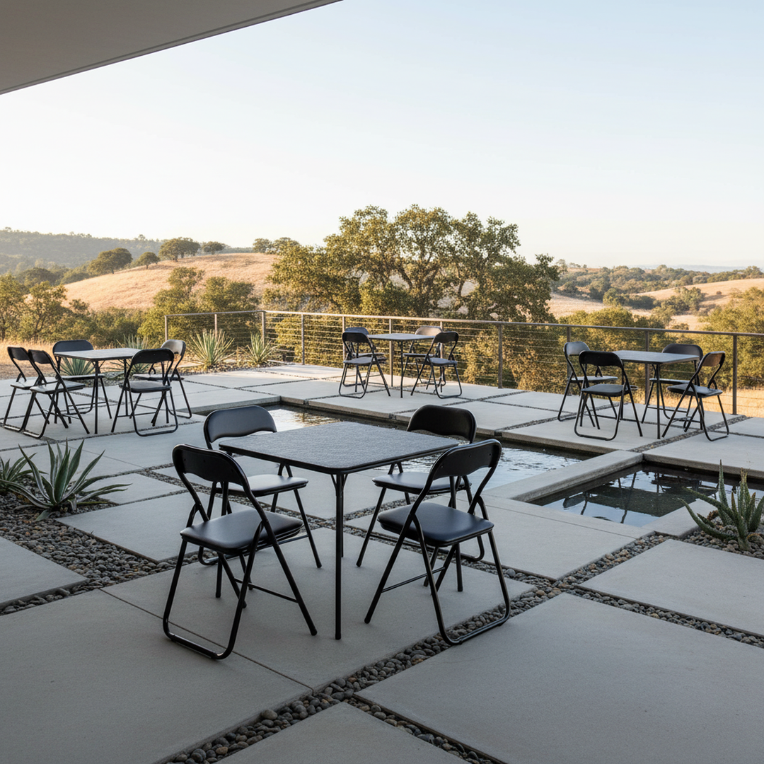 FurnitureR 7-Piece Folding Card Table and Chair Set for 6 – No Assembly Required, Space-Saving Square Table with 6 Foldable Chairs