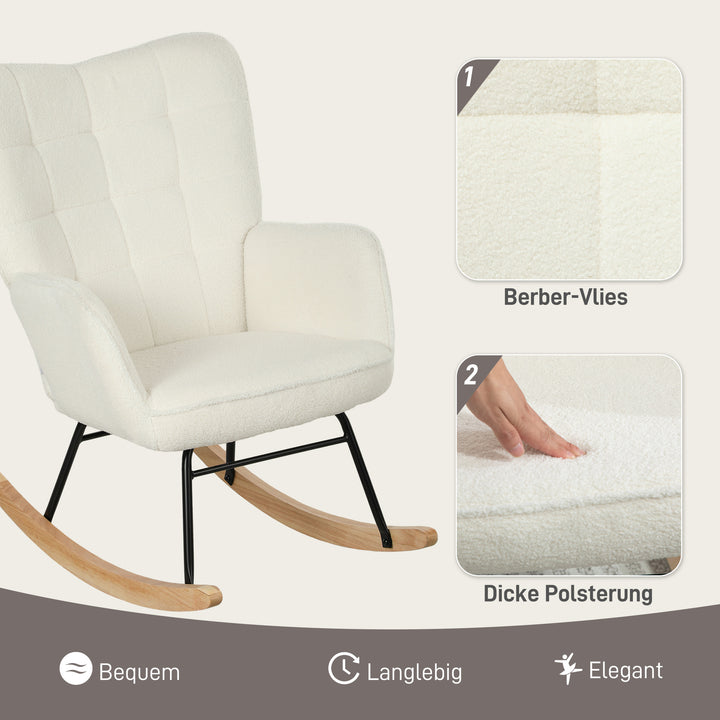 FurnitureR Chaise à Bascule Blanche 1-Pack, Design Moderne, Polyester Confortable, Cadre Métallique Robuste, Idéale for Salons, Assemblage Facile