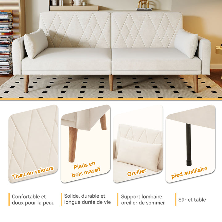 FurnitureR Petit Canape Relaxation, Canapé-lit avec Dossier réglable en 3 Angles L'inclinaison Est réglable Sur 5 Angles, Velours