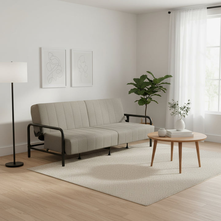 FurnitureR Convertible Folding Sofa Bed with Metal Armrests, Dual-Mode Reclining Backrest, Modern Sleeper Couch for Living Room, Guest Room, Apartment