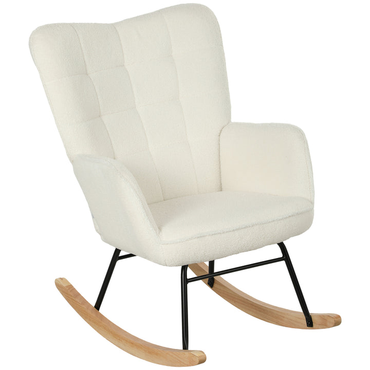 FurnitureR Chaise à Bascule Blanche 1-Pack, Design Moderne, Polyester Confortable, Cadre Métallique Robuste, Idéale for Salons, Assemblage Facile