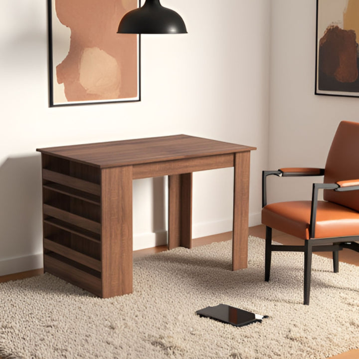 FurnitureR Esstisch, Stehtisch für die Hausbar, rechteckiger Küchentisch im Landhausstil mit 3 Ablageflächen, Braun