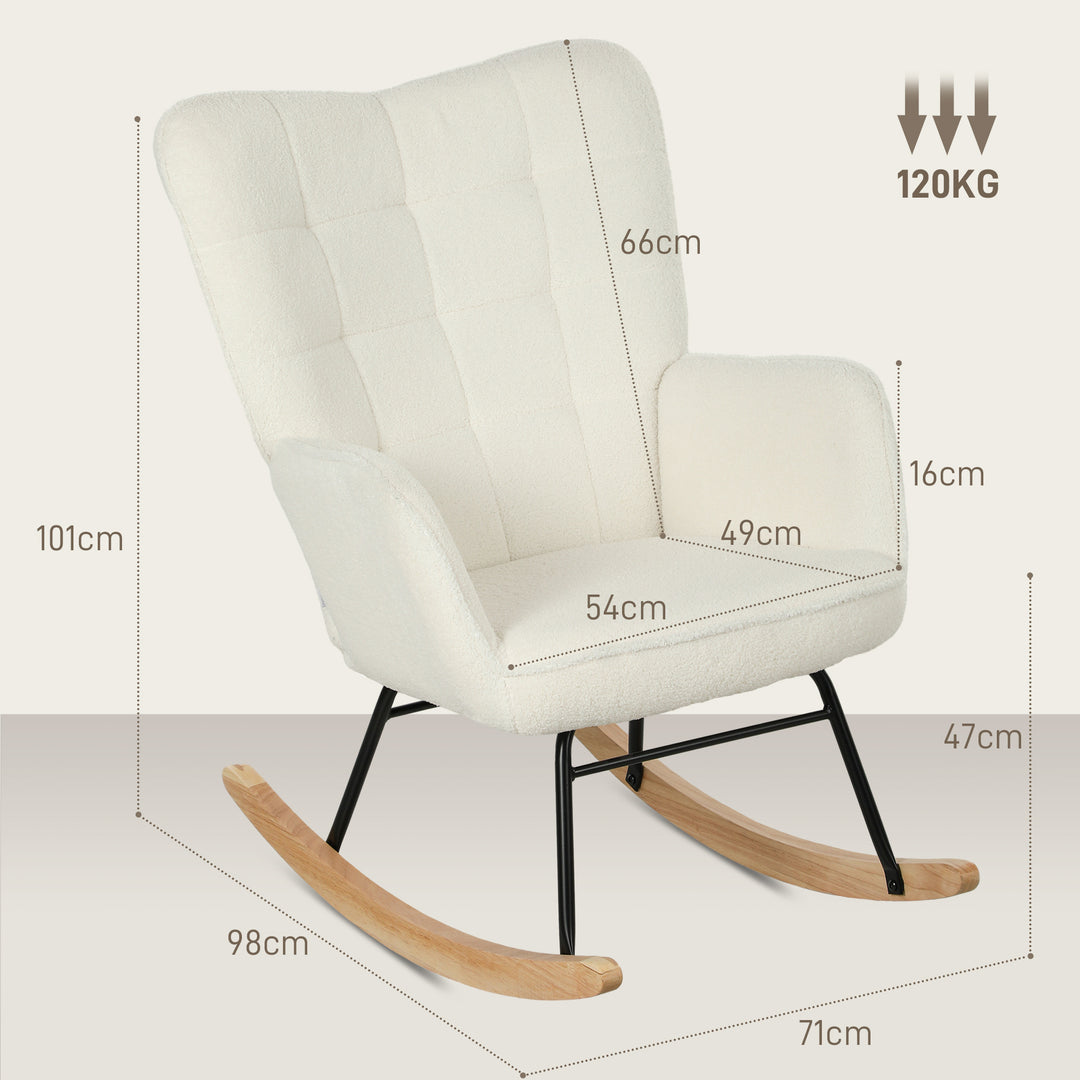 FurnitureR Chaise à Bascule Blanche 1-Pack, Design Moderne, Polyester Confortable, Cadre Métallique Robuste, Idéale for Salons, Assemblage Facile