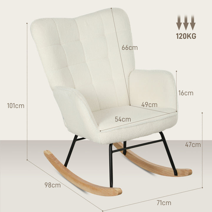 FurnitureR Chaise à Bascule Blanche 1-Pack, Design Moderne, Polyester Confortable, Cadre Métallique Robuste, Idéale for Salons, Assemblage Facile