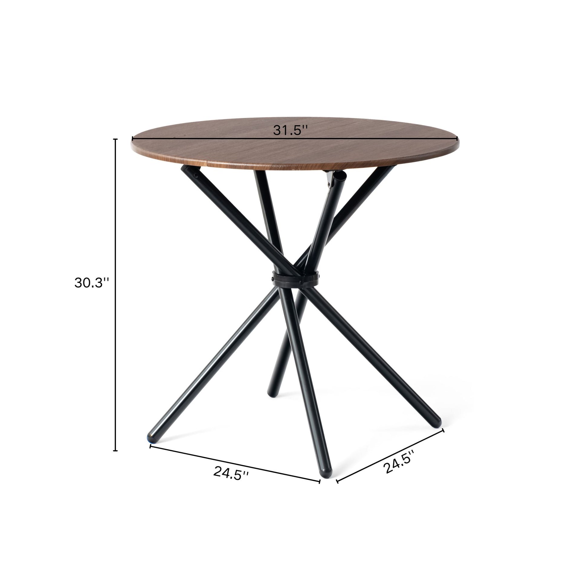 Table de salle à manger ronde FurnitureR de 80 cm (31,5 pouces) pour 2 personnes, table de cuisine en bois avec pied central et pieds en métal pour café, restaurant et salle à manger à domicile 