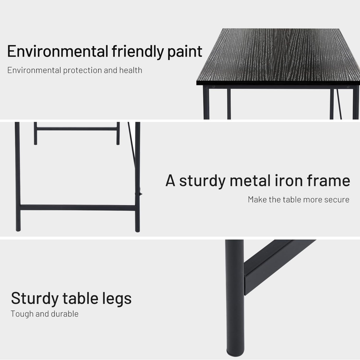 FurnitureR Schreibtisch fürs Homeoffice, 120 cm (47,2 Zoll), schlichter Computertisch mit stabilen Metallbeinen, vielseitiger Schreibtisch für Schüler, Studenten, zum Arbeiten oder Lernen, Schwarz