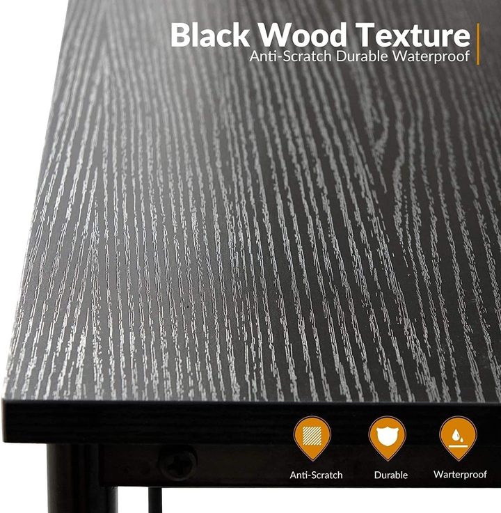 FurnitureR Schreibtisch fürs Homeoffice, 120 cm (47,2 Zoll), schlichter Computertisch mit stabilen Metallbeinen, vielseitiger Schreibtisch für Schüler, Studenten, zum Arbeiten oder Lernen, Schwarz