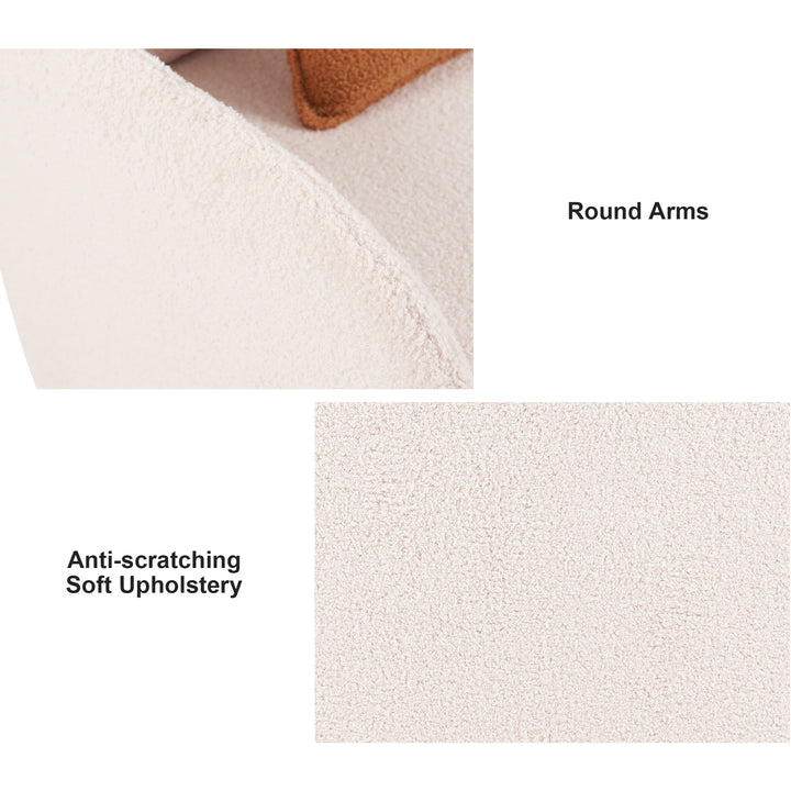Fauteuil d'appoint FurnitureR moderne en peau de mouton retournée crème avec panier pour chat dissimulé, fauteuil lounge rembourré pour animaux de compagnie avec coussin marron chaud