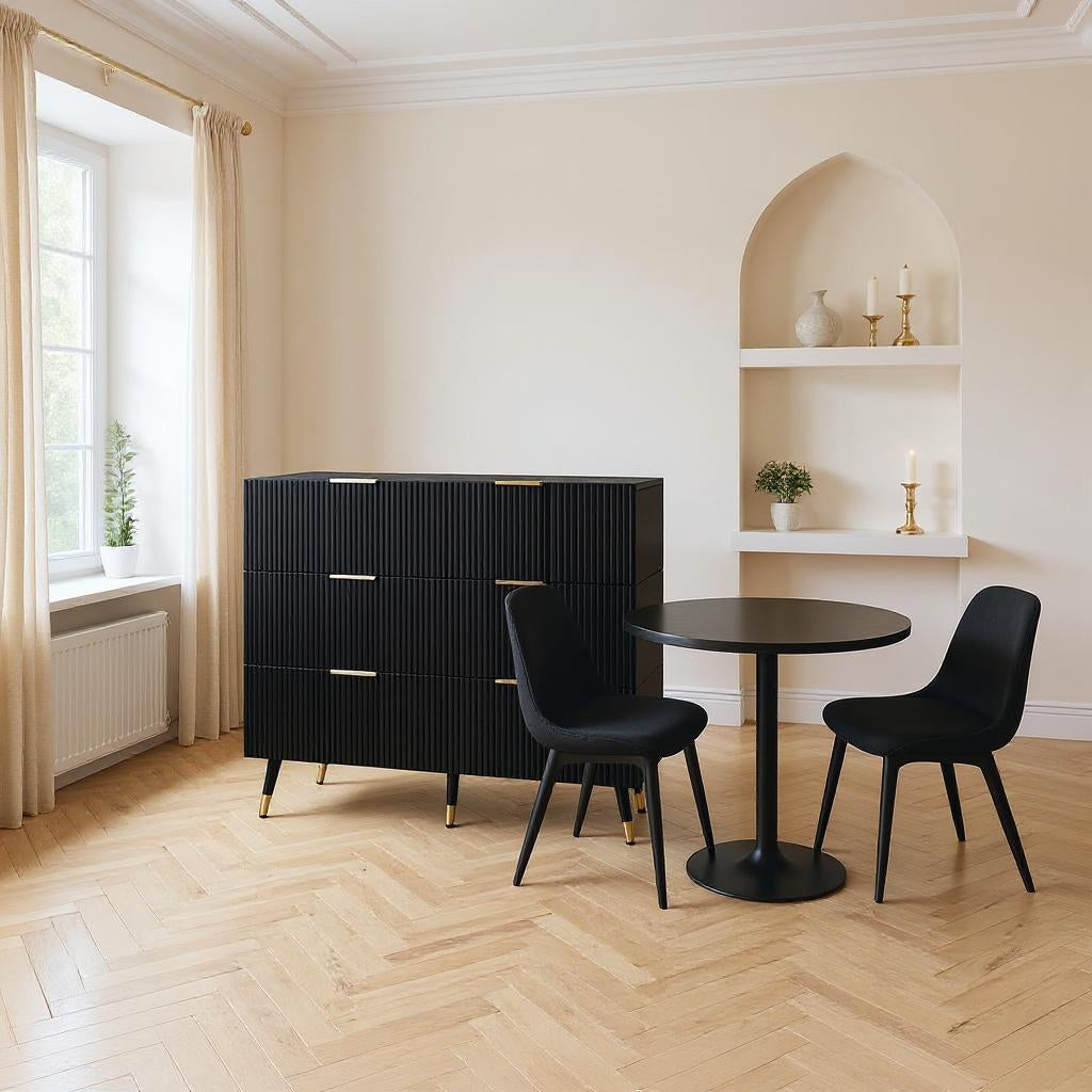 Meuble Sous Escalier, Pieds et Poignées Dorés, 6 Grands Tiroirs, Armoire de Rangement, 120 cm