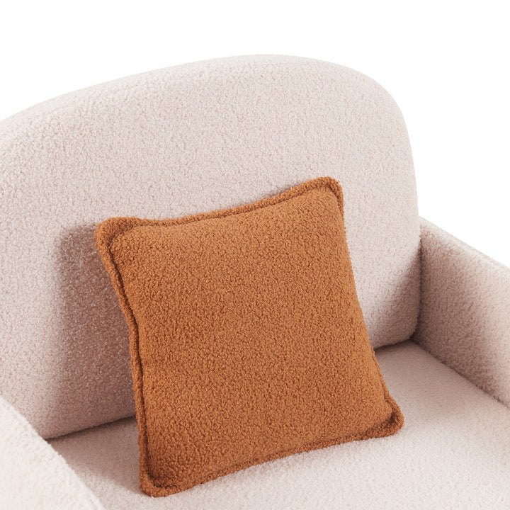 Fauteuil d'appoint FurnitureR moderne en peau de mouton retournée crème avec panier pour chat dissimulé, fauteuil lounge rembourré pour animaux de compagnie avec coussin marron chaud