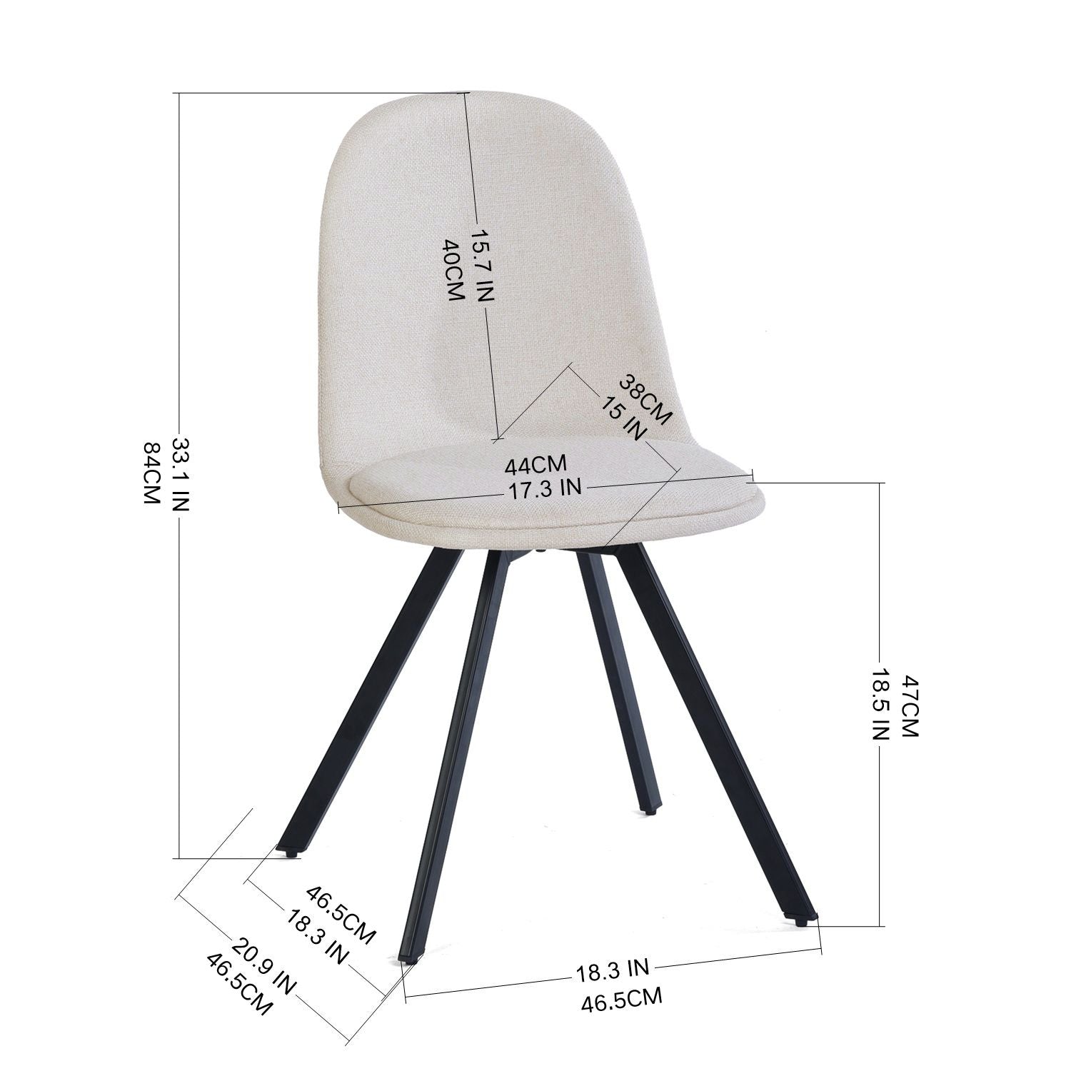 Ensemble de 4 chaises de salle à manger pivotantes FurnitureR, revêtement en tissu, sans accoudoirs, dossier mi-haut, pieds en métal, beige. Idéales pour la salle à manger, la cuisine ou un restaurant.