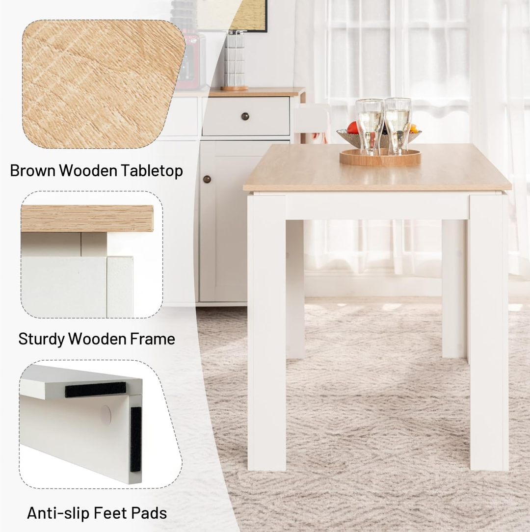 Rechteckiger Esstisch von FurnitureR für 2–4 Personen, Küchen- und Esszimmertisch mit Holzgestell, für kleine Räume, Wohnungen, Homeoffice, Eiche