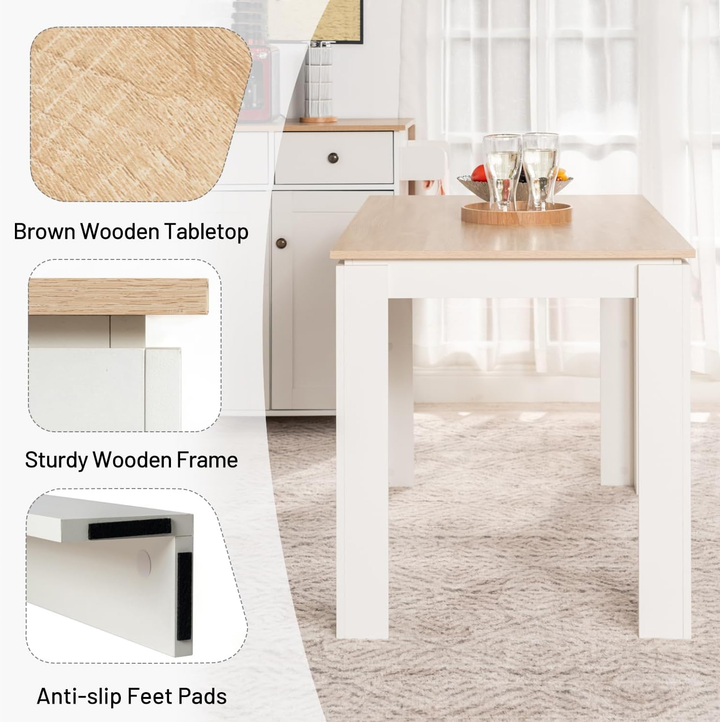 Rechteckiger Esstisch von FurnitureR für 2–4 Personen, Küchen- und Esszimmertisch mit Holzgestell, für kleine Räume, Wohnungen, Homeoffice, Eiche