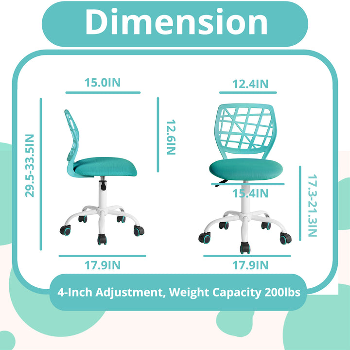 Chaise de bureau FurnitureR, chaise de travail réglable pour ordinateur, avec dossier en plastique et assise rembourrée, pivotante et à roulettes, verte.